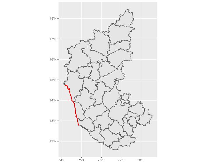 ggplot2,空間地圖,在邊界上添加一條線段