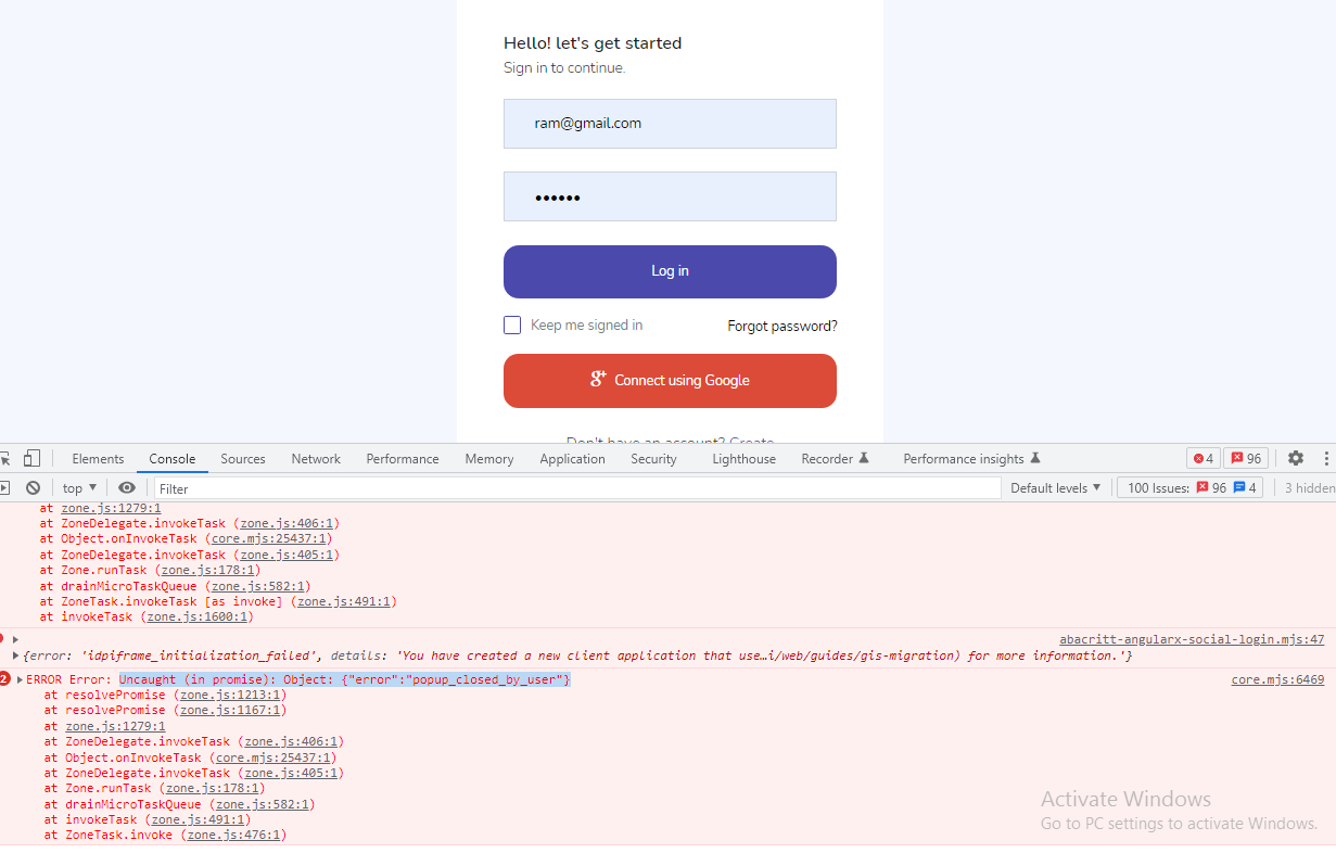 無法使用 google 登錄 ERROR 物件:{