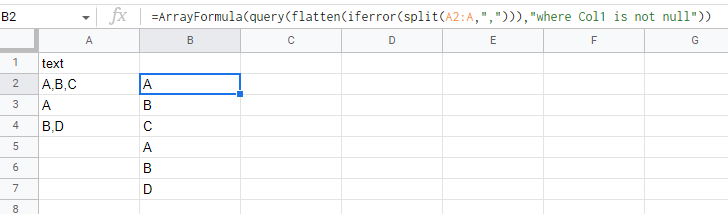在 Google 表格/Excel 中將文本資料拆分為一列多行