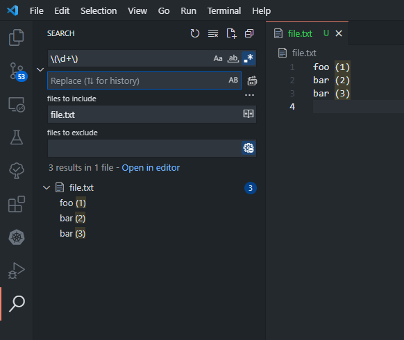 在括號中指定任何內容 - vscode