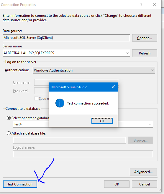 將 SQL Server 鏈接到 Visual Studio
