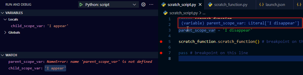 如何在使用 VS Code Python 除錯控制臺時查看父作用域中的變數