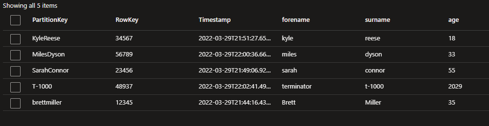 Azure Functions PowerShell - 從 Azure 存盤表訪問時間戳值