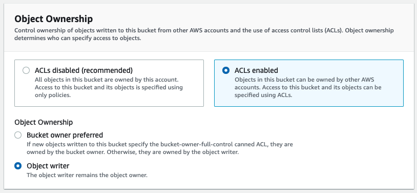 boto3 :創建一個禁用 ACL 的 S3 存盤桶