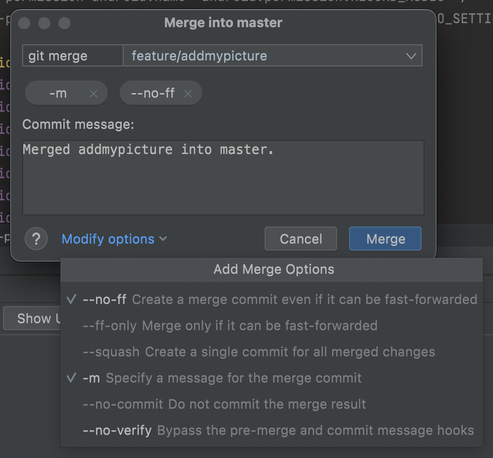 Git:Android Studio“--ff-only”合并選項灰顯