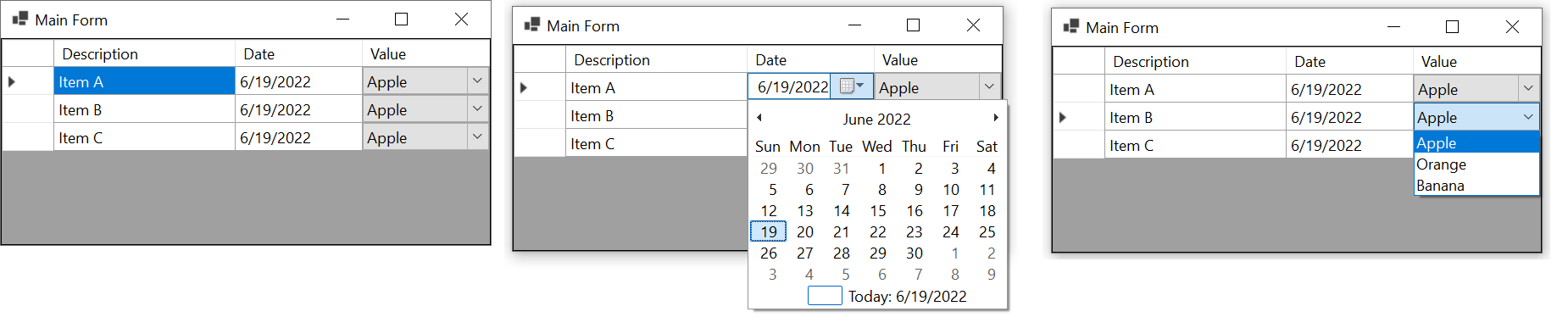 WinForms DateTimePicker 到 DataGridView 中的選定單元格