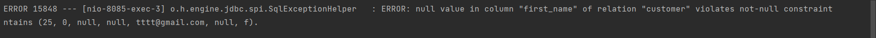 springboot 錯誤中的POST Api:列中的空值