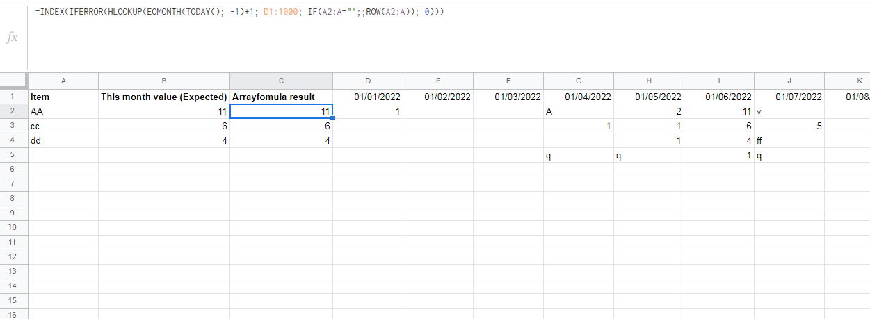 Index 或 HLookup “單獨”作業,但不能在 ArrayFormula 內作業