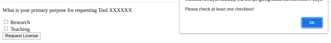 Google Apps Script web app:如何要求至少選中一個復選框?