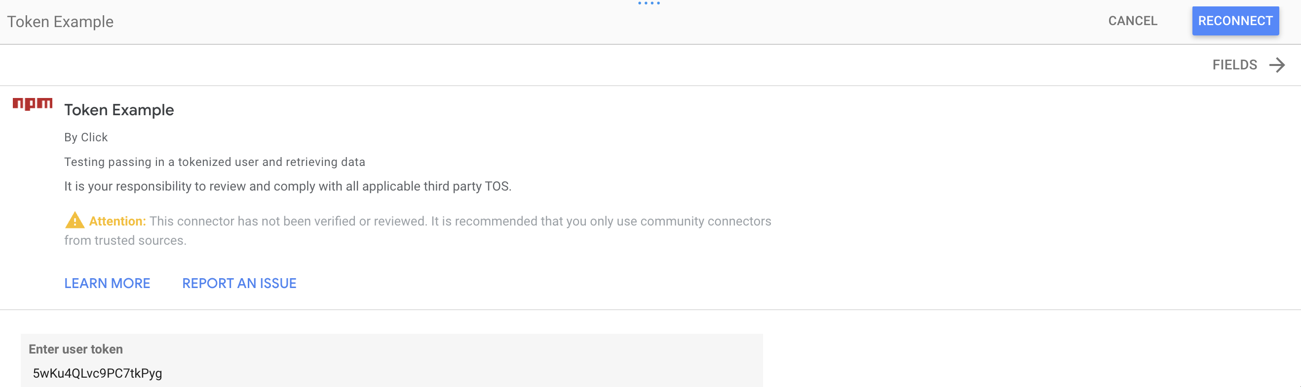 Google Data Studio 社區連接器：通過嵌入 URL 傳遞令牌不起作用