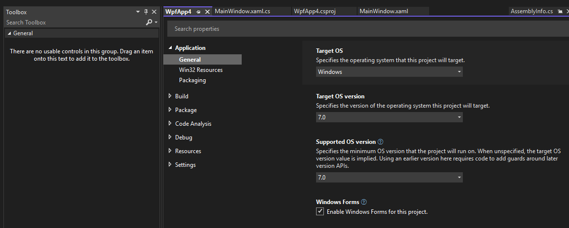如何在 Visual Studio 中將 Windows.Forms 框架添加到 WPF 專案