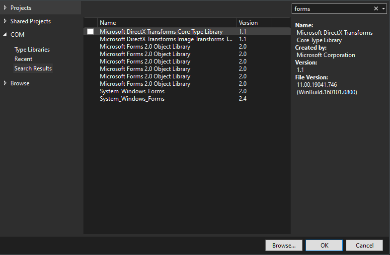 如何在 Visual Studio 中將 Windows.Forms 框架添加到 WPF 專案