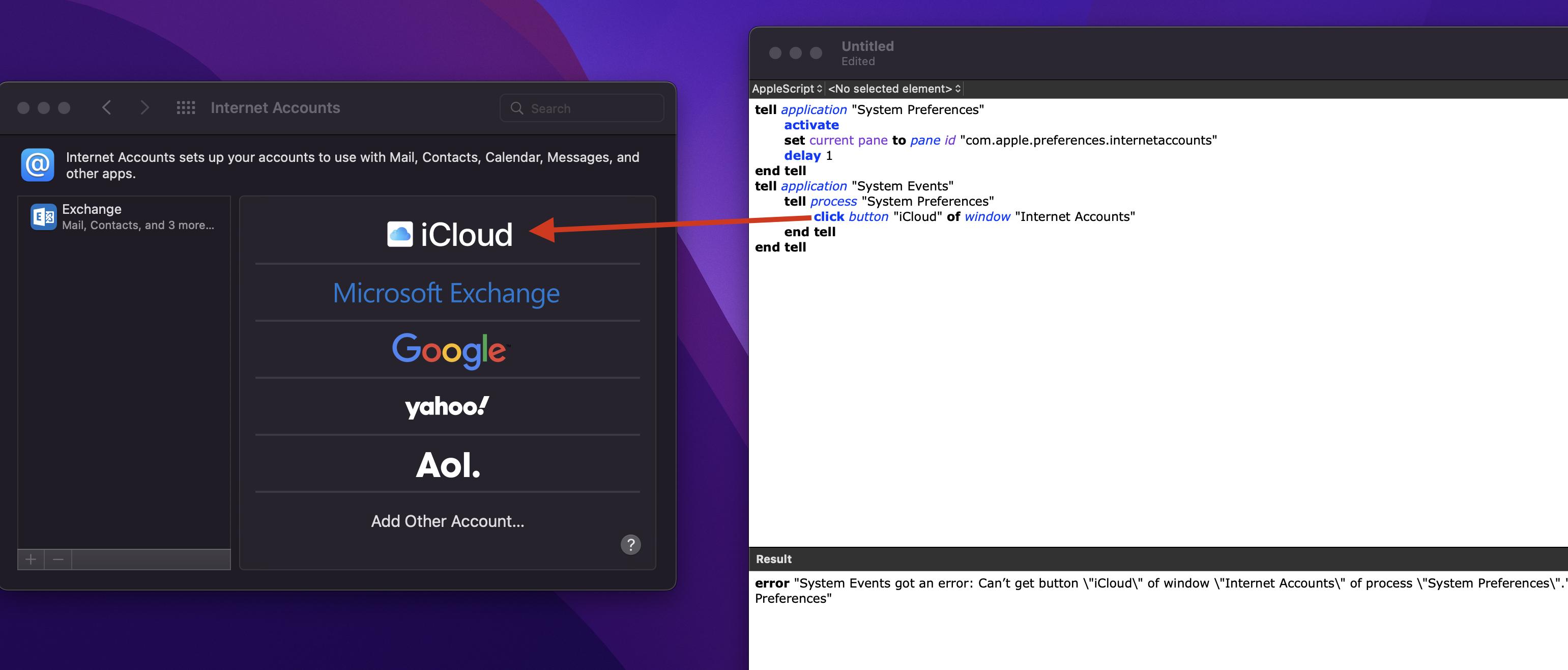 如何使用 applescript 在系統偏好設定中單擊 iCloud 按鈕