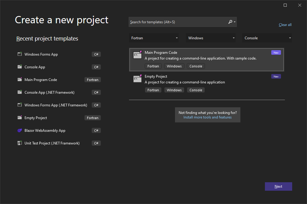 Visual Studio 2022 中的 Fortran