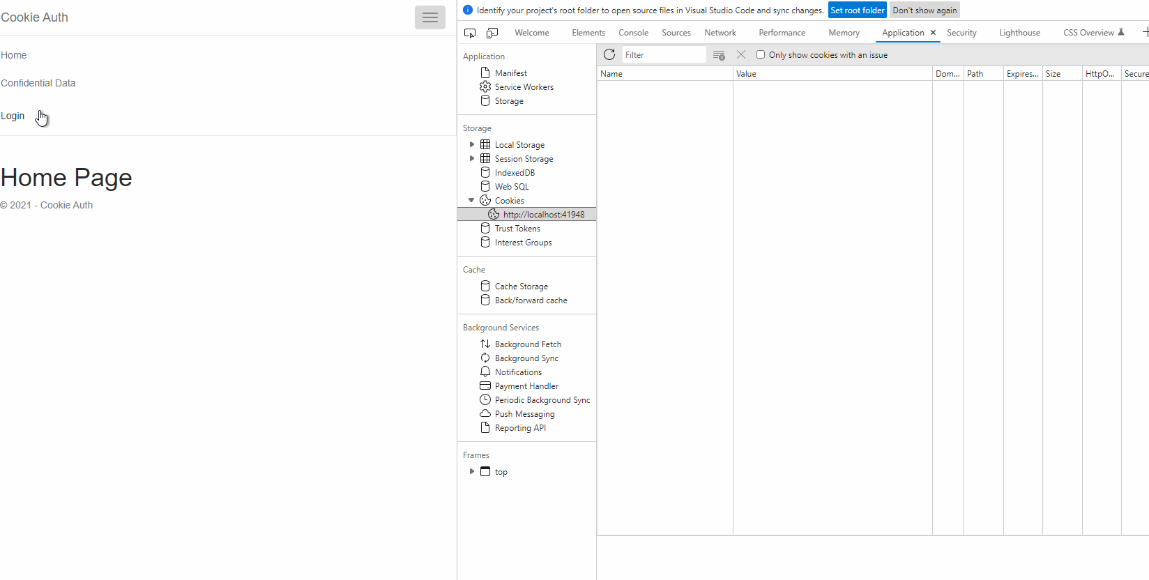 如何在 asp.net core razorpage 的布局頁面中接收 cookie?
