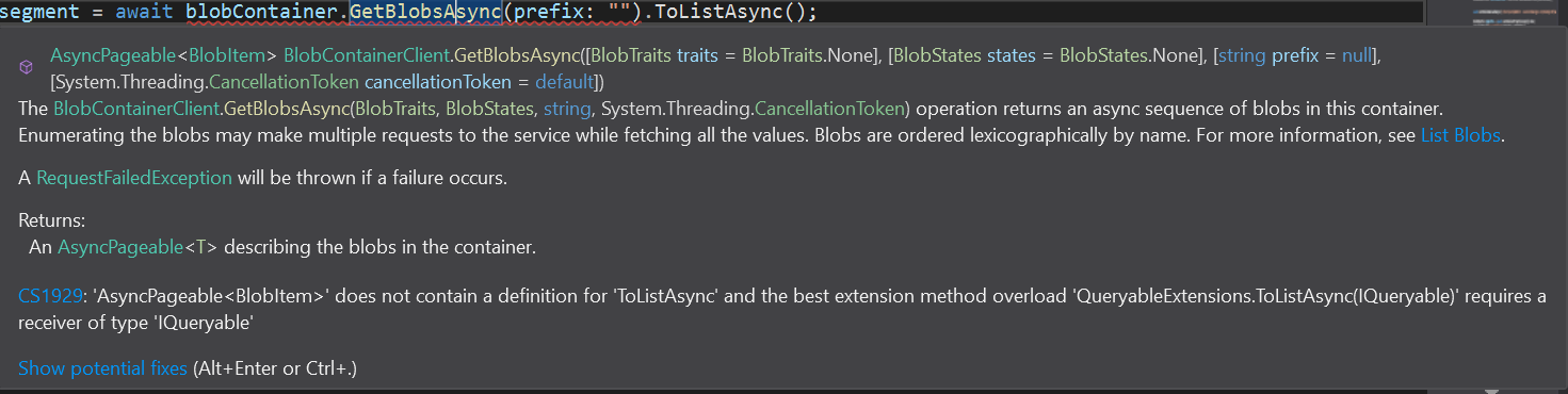 Azure 迭代容器中的 Blob