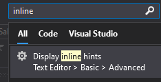 Visual Studio 在 C 中函式的引數前面列出引數名稱