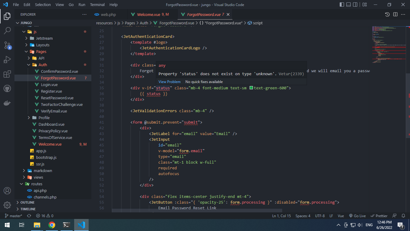 VS Code Vetur 擴展無法讀取帶有 InertiaJS 檔案的 VueJS