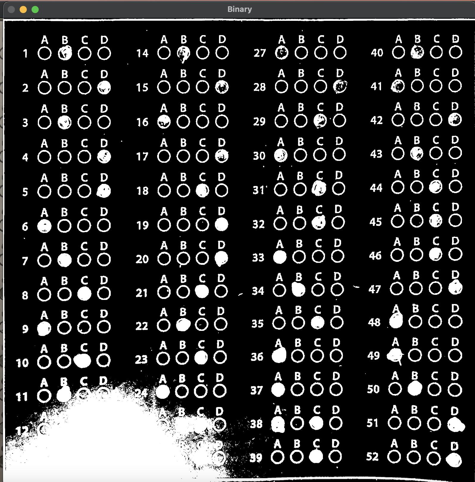 無法獲得準確的二進制影像 OpenCV