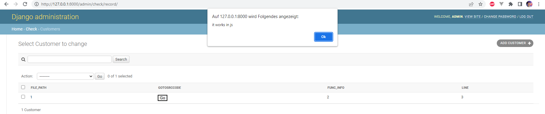 如何在 django admin.py 中添加可以使用單擊事件的自定義按鈕