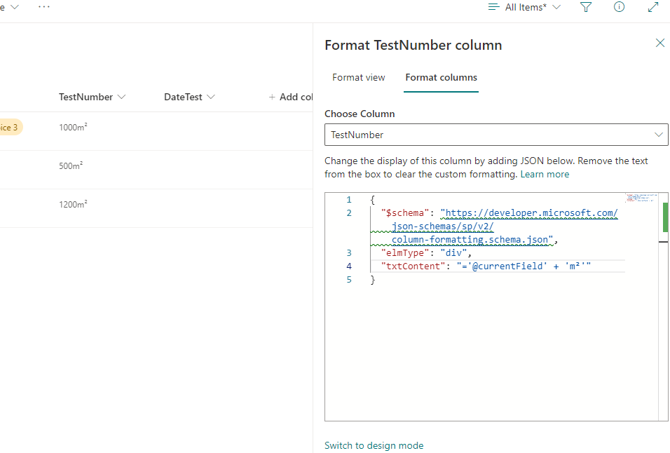 如何在 Powerapps 中向 SharePoint 數字列添加和顯示后綴 m2