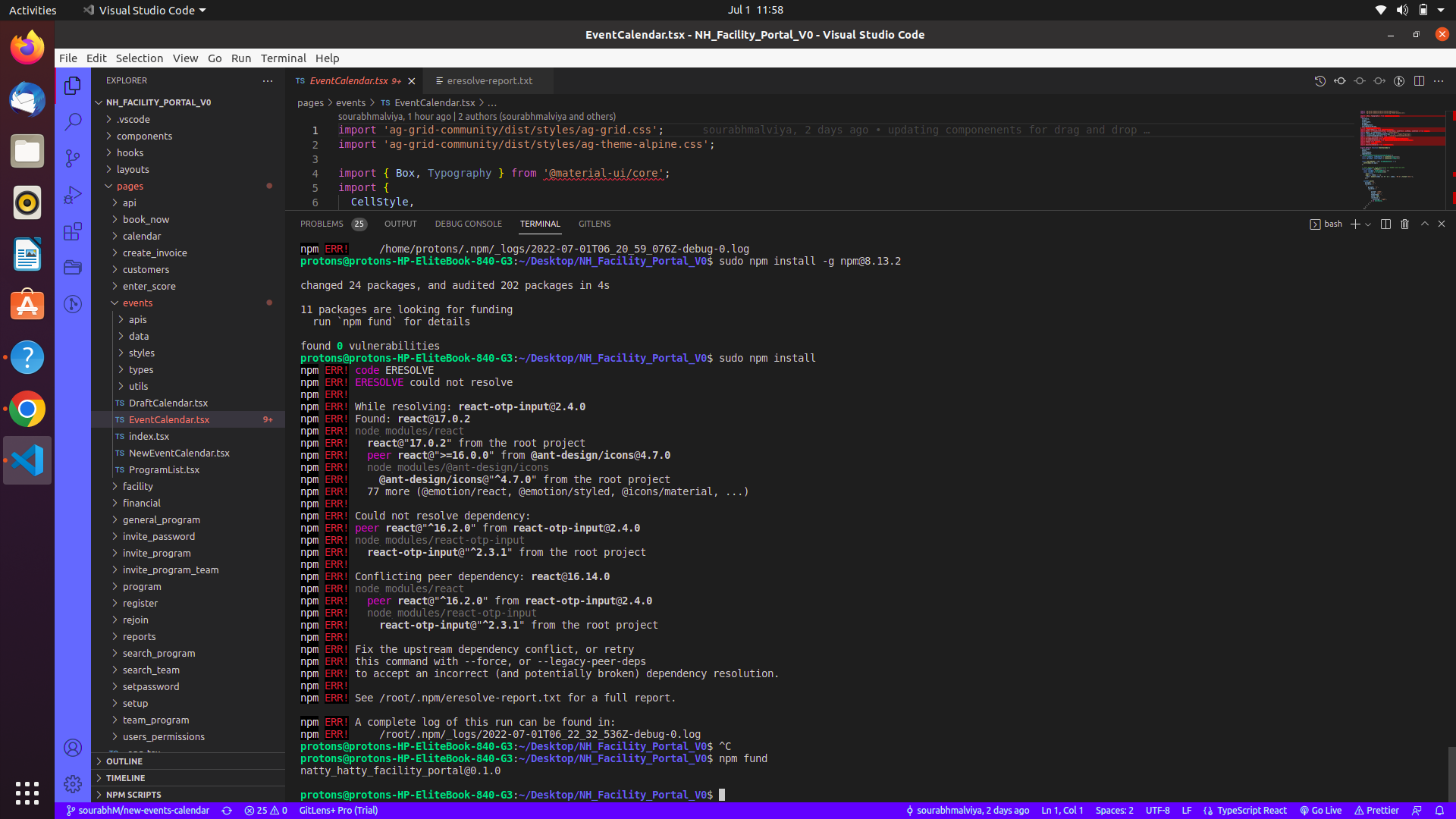 Vs 代碼在我的 linux npm 錯誤播種中不起作用？