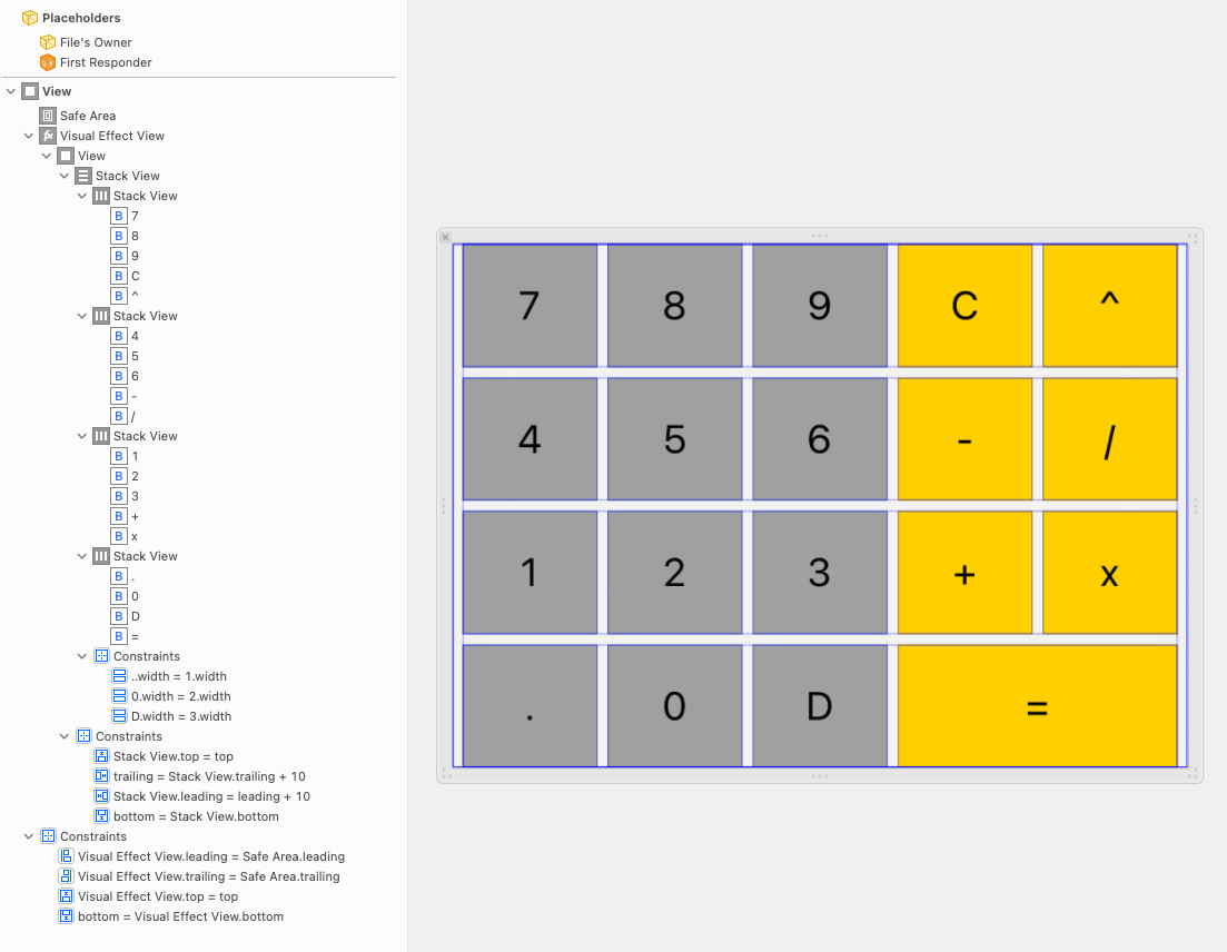 如何在 XIB 中將 Stack View 與 4 個元素對齊,將 Stack View 與 5 個元素對齊?