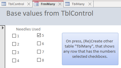 MS Access Table 通過表單中的復選框過濾,創建一個新表