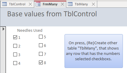 MS Access Table 通過表單中的復選框過濾,創建一個新表