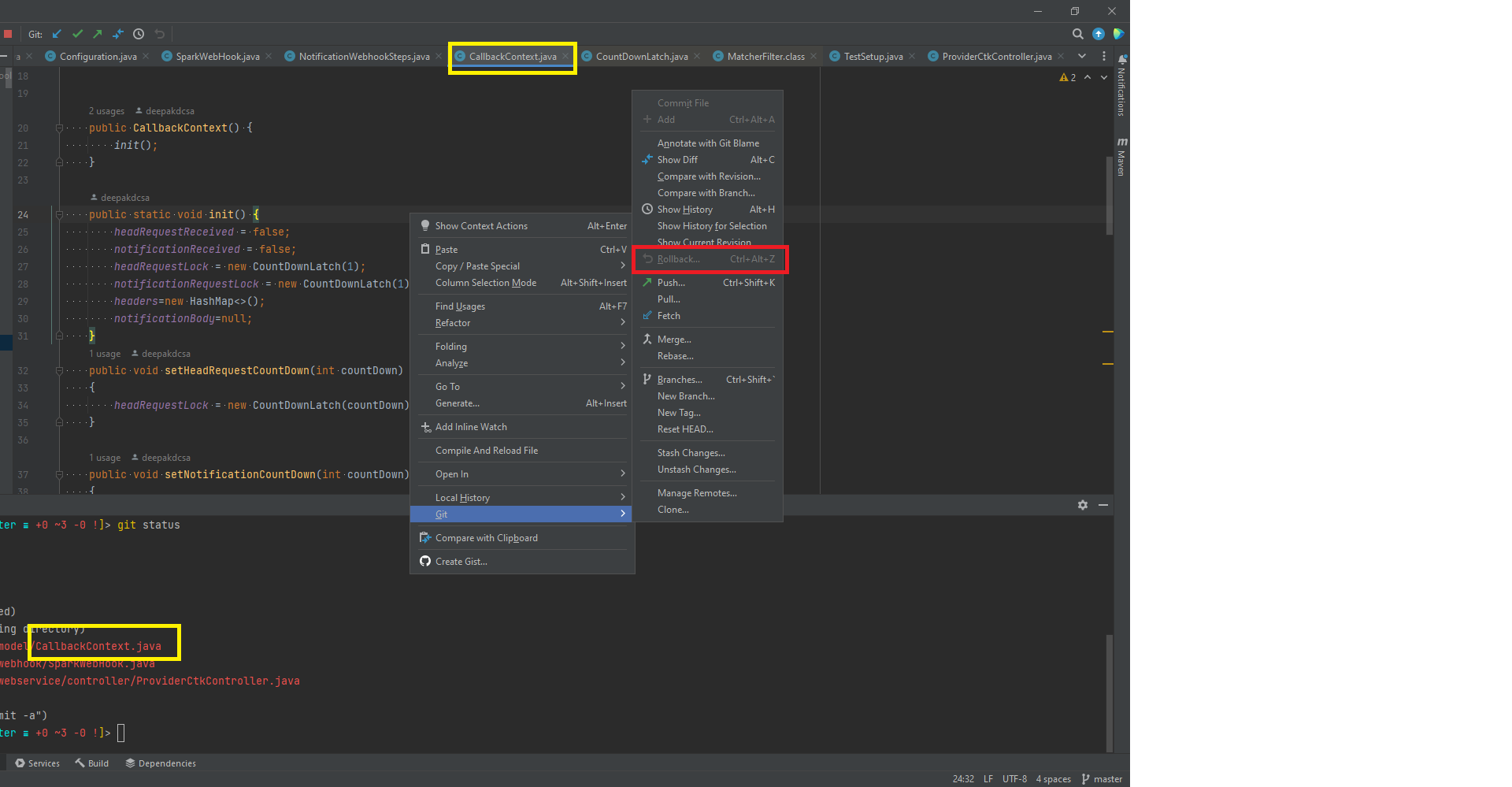 最新的 intellij 社區版 git revert 已禁用