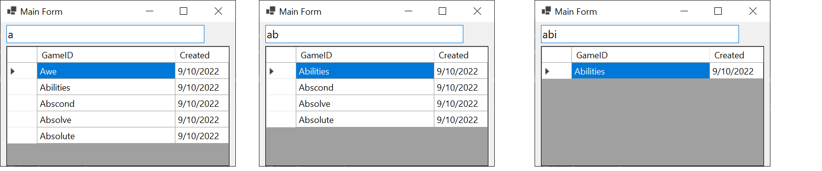 如何使用帶有后臺作業人員的文本框 textChanged 屬性來填充 datagridview