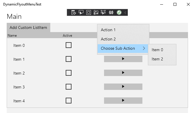 C# XAML UWP - MenuFlyoutItem 串列未在 MenuFlyoutSubItem 中一致更新