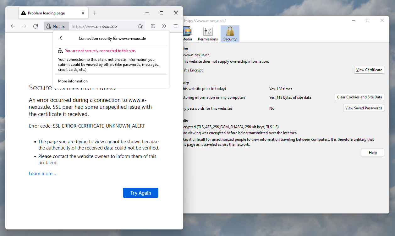 SSL 適用于 Chrome 和 Edge,但不適用于 Firefox