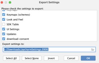 嘗試匯出 Pycharm 設定時,MacOS 上的“~/:只讀檔案系統”