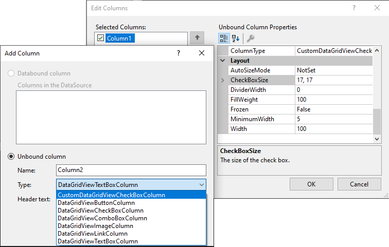 更改Datagridview Checkbox Cell的checkBox Size并增加可點擊區域