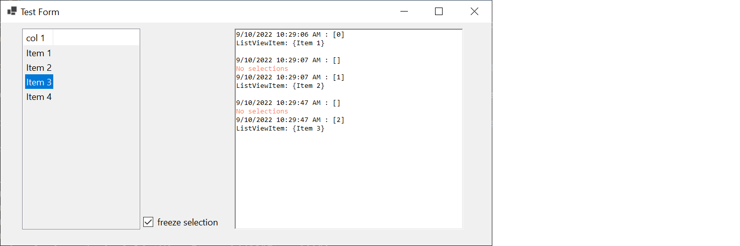 Winforms ListView 專案選擇錯誤