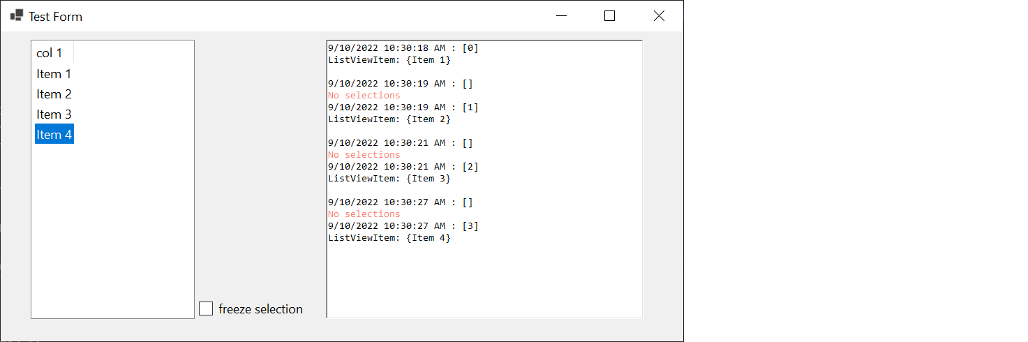 Winforms ListView 專案選擇錯誤