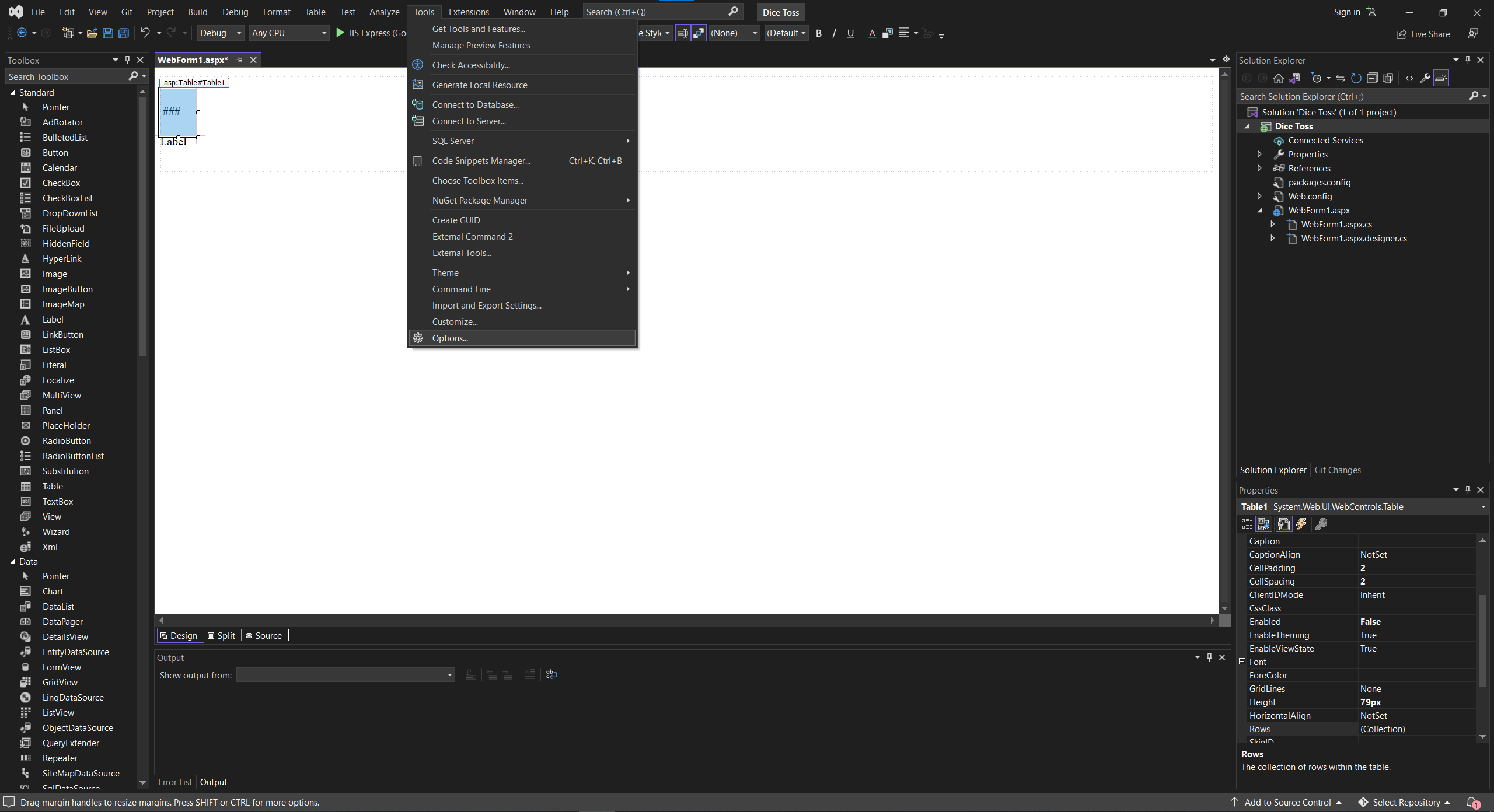 無法在設計器視圖中拖放或編輯 Visual Studio Community Edition 2022 for ASP.NET Web Forms (C#) 中的工具箱元素