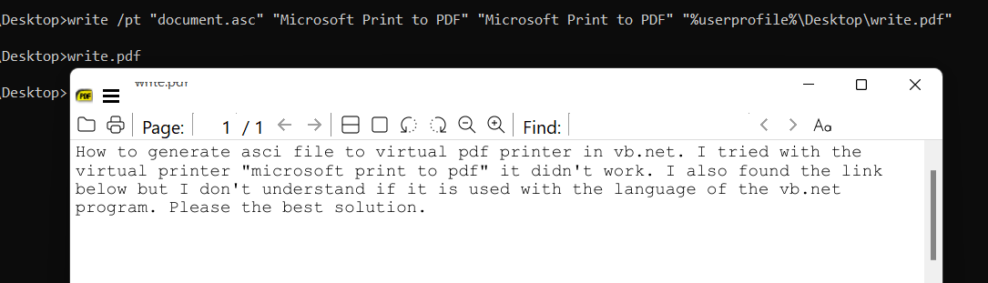 如何在 vb.net 中生成 asci 檔案到虛擬 pdf 列印機