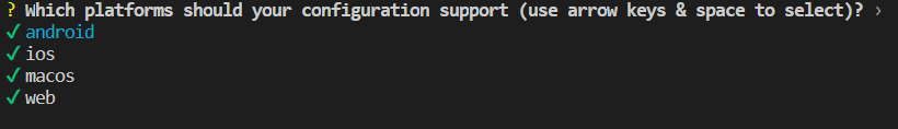 Flutterfire cli 未顯示 windows 和 linux 作為平臺支持的選項