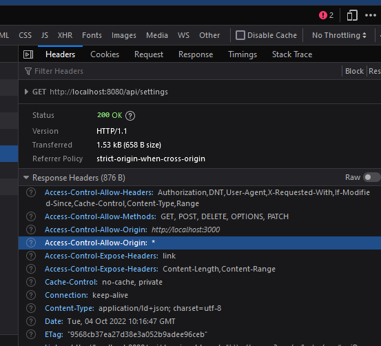 多個 CORS 標頭“Access-Control-Allow-Origin”不允許使用 usgin react、symfony 和 docker