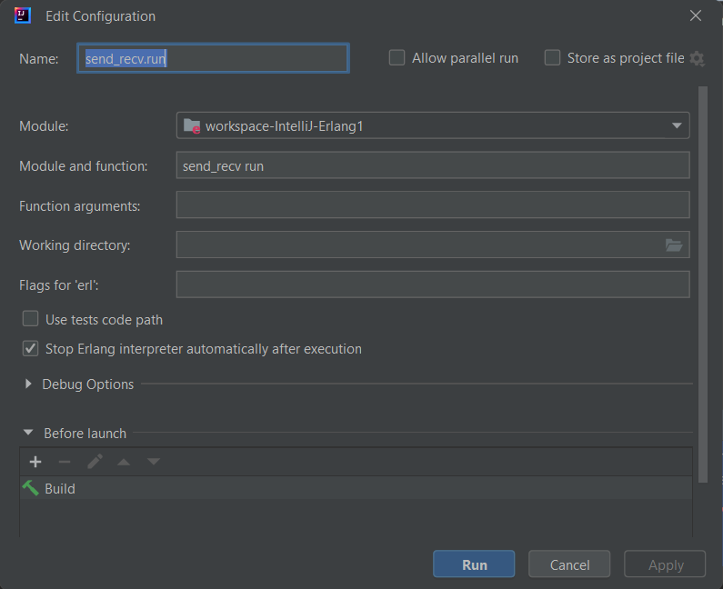 IntelliJ 拋出“init terminating in do_boot”,但相同的 erl 命令在 Windows 命令列中有效