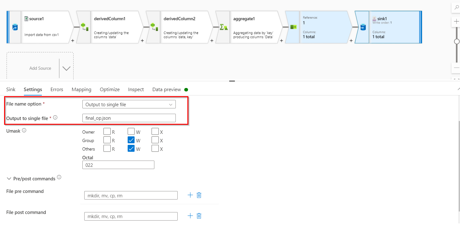 如何使用 Azure 資料工廠將 CSV 轉換為嵌套的 JSON 陣列？