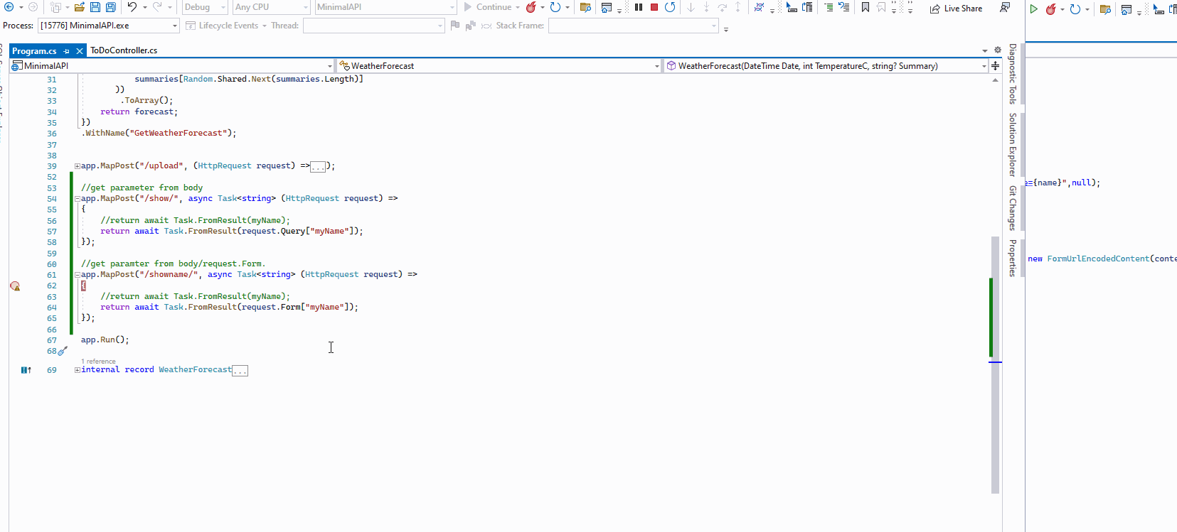 如何在桌面應用程式.NET 6.0 發布的 C# 中讀取最小 API 中的 POST 引數？