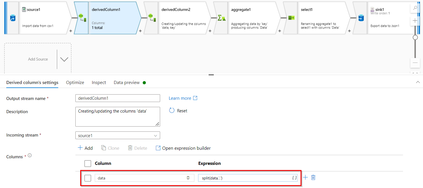 如何使用 Azure 資料工廠將 CSV 轉換為嵌套的 JSON 陣列？