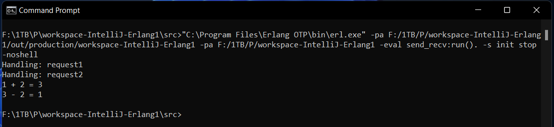 IntelliJ 拋出“init terminating in do_boot”,但相同的 erl 命令在 Windows 命令列中有效