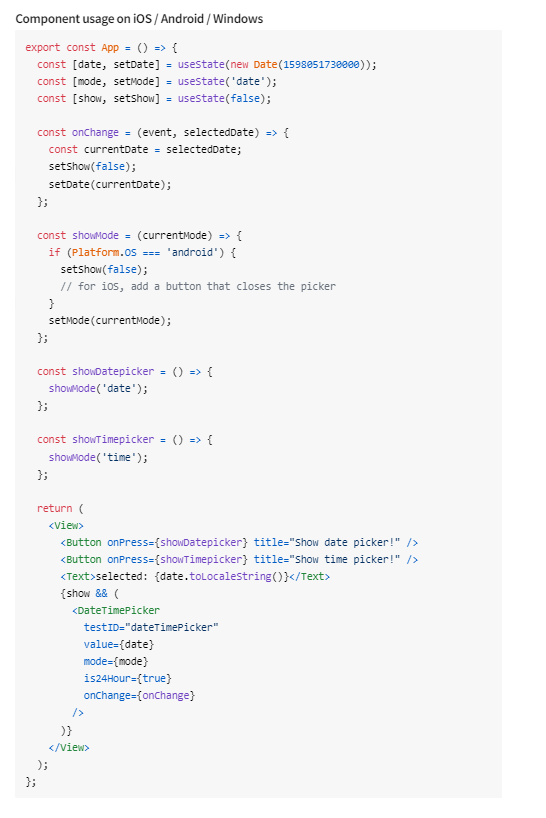 在 React Native 中打開組件后立即顯示 DatatimePicker