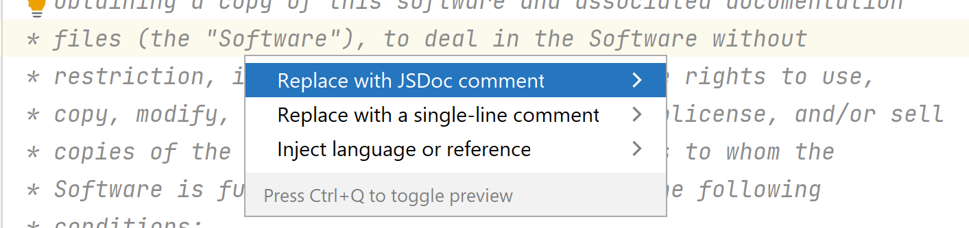 按下回車后,IntelliJ 在每個注釋行上添加 *