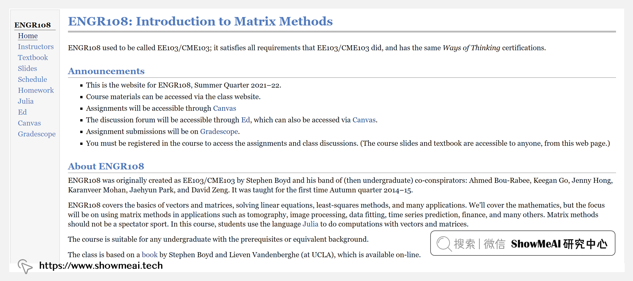 ENGR108; Introduction to Applied Linear Algebra: Vectors, Matrices, and Least Squares; 線性代數與矩陣方法導論