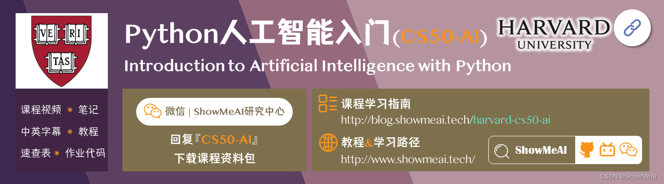 CS50; Introduction to Artificial Intelligence with Python; Python人工智能入門